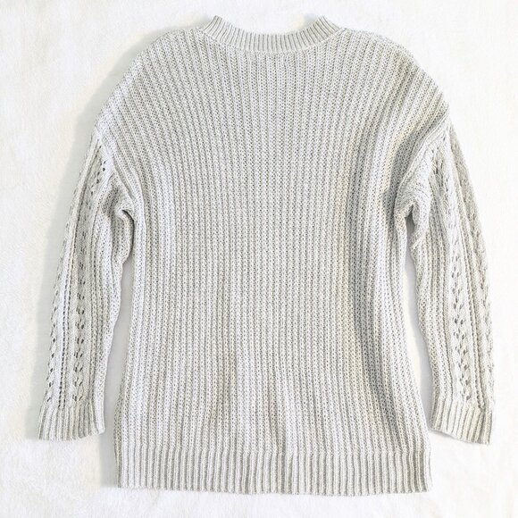 American Eagle Oversized Cable Knit Sweater (S, Grey) - Picture 6 of 7